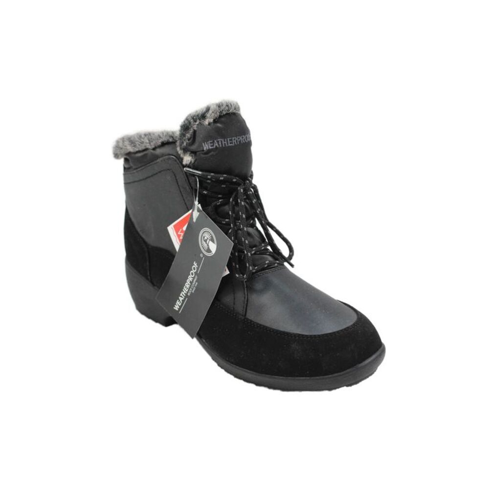 Weatherproof Womens Lace Up Linda Snow Boots Shoes Black Size 10W
